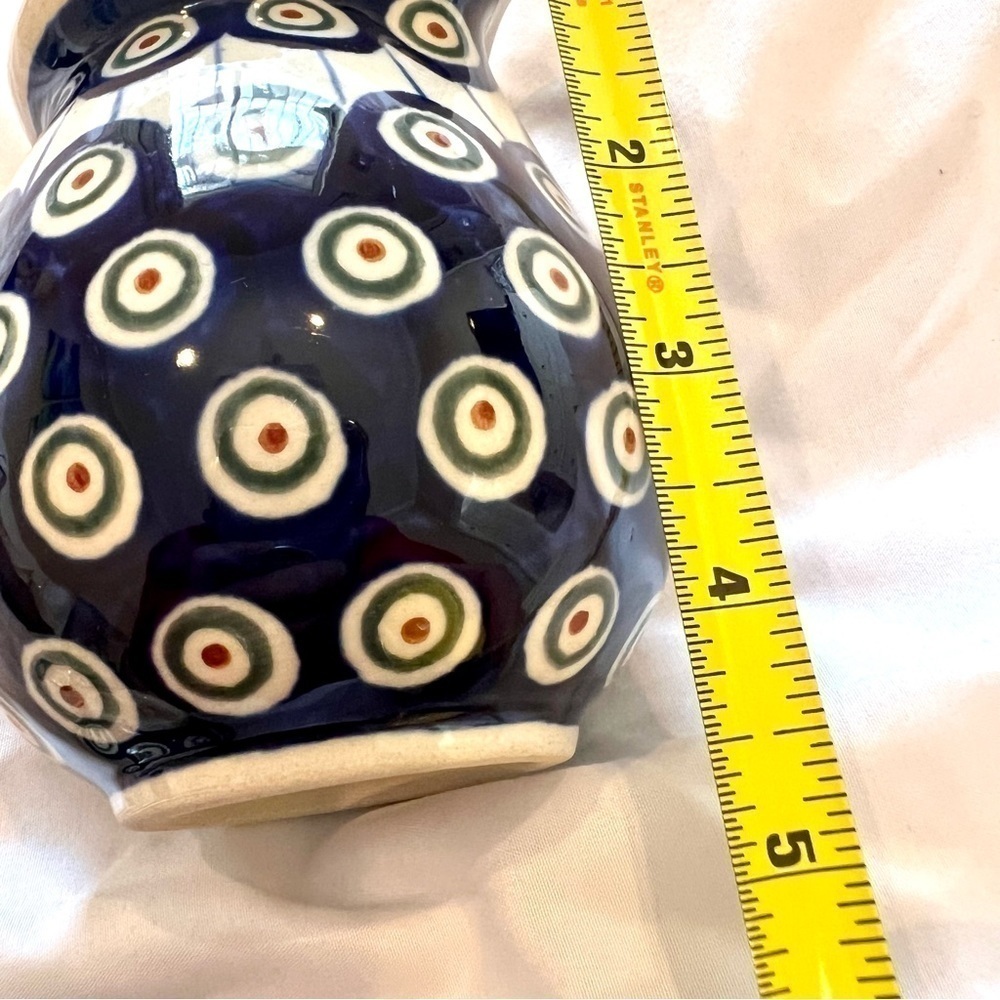 Boleslawiec Pottery Nature Peacock Cobalt Blue Creamer condiment dish Poland set - Picture 6 of 11